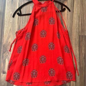 A.L.C. Silk red patterned sleeveless top size 8